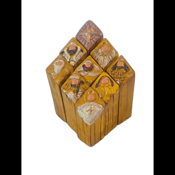 Pillar Nativity w/Bible Verses 9 Pc Set - Picture 1 of 4